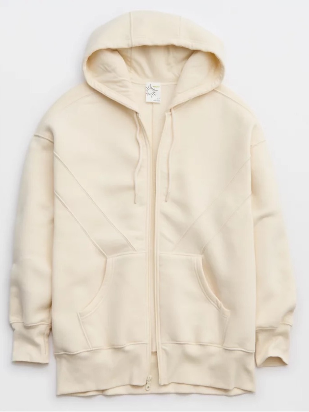 Cream Full-Zip Hoodie with Hood